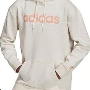 Adidas Oatmeal Hoodie with Peach Logo Size Small